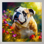 Engelse Bulldog Portrait Impressionist Style Poster (Voorkant)