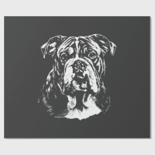 Engelse Bulldog Portret Minimalistische Kleding Cadeaupapier