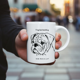 Engelse Bulldog Portret Zwarte Lijn Illustratie Mok