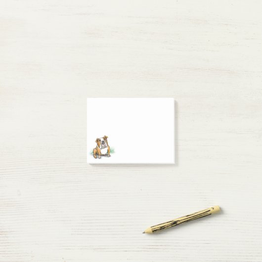 Engelse Bulldog Post-it® Notes (Op bureau)
