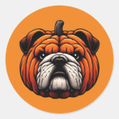 Engelse Bulldog Pumpkin - Halloween Dog Ronde Sticker (Voorkant)