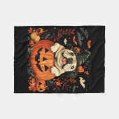 Engelse Bulldog Pumpkin Halloween Thanksgiving Man Fleece Deken (Voorkant (Horizontaal))