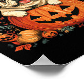 Engelse Bulldog Pumpkin Halloween Thanksgiving Man Poster (Hoek)
