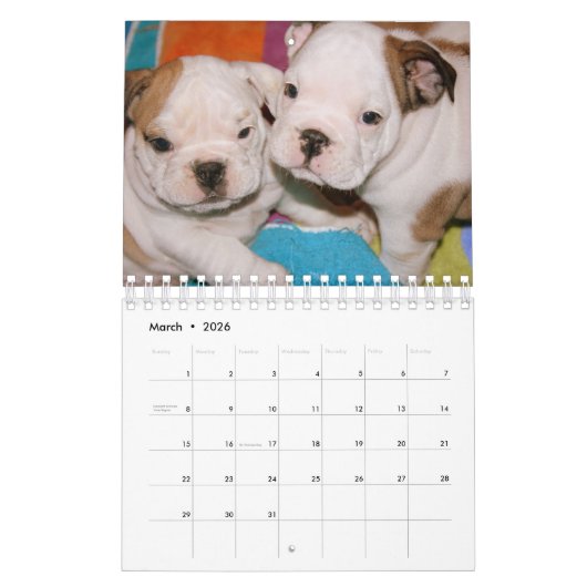 Engelse Bulldog Puppies 2018 Agenda Kalender (Mar 2026)