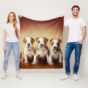 Engelse Bulldog Puppies Echt waar Fleece Deken