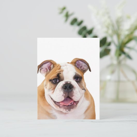 Engelse bulldog puppy briefkaart (Staand voorkant)