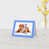 Engelse Bulldog Puppy Dog Blank Note Kaart (Gele Bloem)