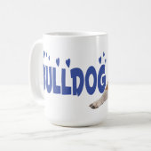 Engelse Bulldog Puppy Dog Blue Love Heart Koffiemok (Voorkant links)