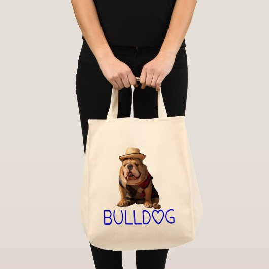Engelse Bulldog Puppy Dog Canvas tas (Voorkant (product))