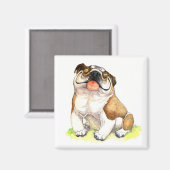 Engelse Bulldog Puppy Dog Cartoon Magnet (Voorkant / Achterkant)