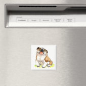 Engelse Bulldog Puppy Dog Cartoon Magnet (Insitu (Vaatwasser))
