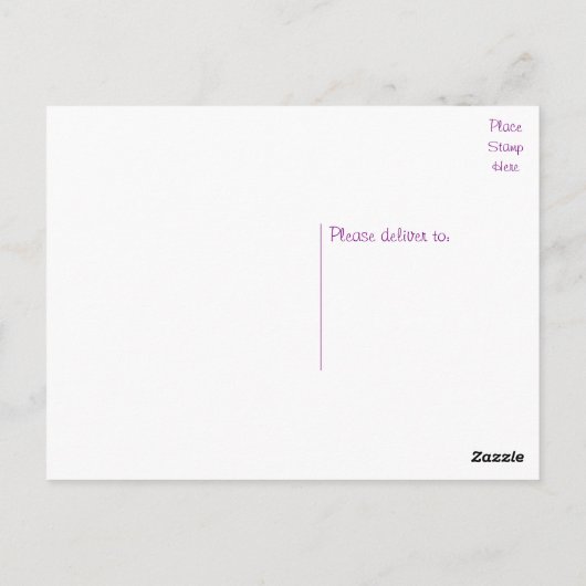 Engelse Bulldog Puppy Dog - Paarse Hallo Briefkaart (Achterkant)