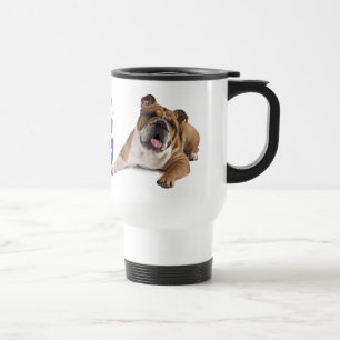 Engelse Bulldog Puppy Hond Blauwe Liefde Harten Reisbeker
