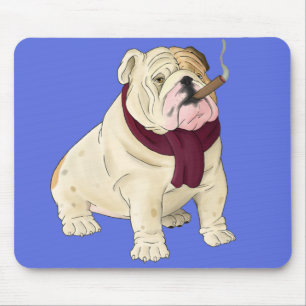 Engelse Bulldog Puppy Hond Cartoon Blauw Muismat