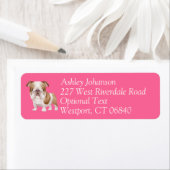 Engelse bulldog puppy hond retour adres l label (Insitu)