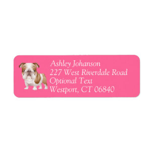 Engelse bulldog puppy hond retour adres l label