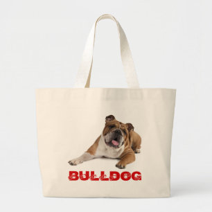 Engelse Bulldog Puppy Hond Rode Liefdes Hartjes Grote Tote Bag