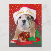 Engelse bulldog puppy in Santa Hat Kaarten Feestdagenkaart (Voorkant)