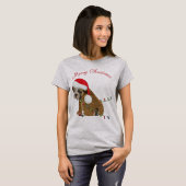 Engelse Bulldog Puppy Kerstmis T-shirt (Voorkant volledig)