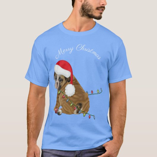 Engelse Bulldog Puppy Kerstmis T-shirt (Voorkant)