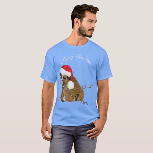 Engelse Bulldog Puppy Kerstmis T-shirt (Voorkant volledig)