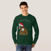 Engelse Bulldog Puppy Kerstmis T-shirt (Voorkant volledig)