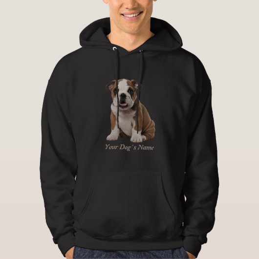 Engelse Bulldog Puppy Kleur Silohuette Hoodie (Voorkant)
