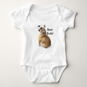 Engelse bulldog puppy met hartontwerp CUSTOMIZE Romper