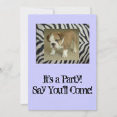 Engelse Bulldog Puppy Party Invitation Birthday an Kaart (Voorkant)