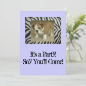 Engelse Bulldog Puppy Party Invitation Birthday an Kaart (Staand voorkant)