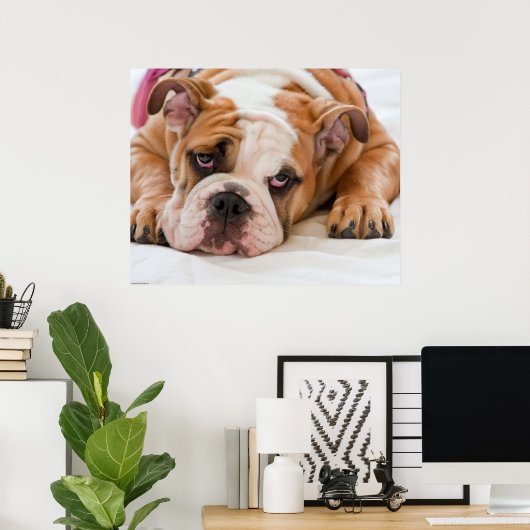 Engelse bulldog Puppy Poster (Thuiskantoor)