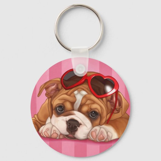 Engelse bulldog Puppy Sleutelhanger (Voorkant)