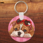 Engelse bulldog Puppy Sleutelhanger (Voorkant)