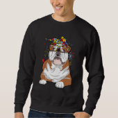 Engelse Bulldog Puzzle Bandana Glasses Autism Awar Trui (Voorkant)