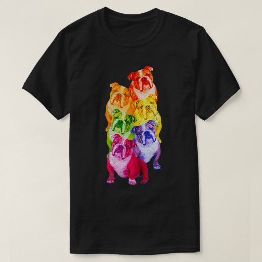 Engelse Bulldog Rainbow Flag Gay Pride LGBT Dog fo T-shirt (Design voorkant)