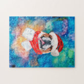 Engelse Bulldog Ras Hond Kerstmis Legpuzzel (Horizontaal)
