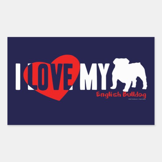 Engelse Bulldog Rechthoekige Sticker (Voorkant)