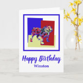 Engelse Bulldog Red Blue Yellow Birthday Kaart (Gele Bloem)