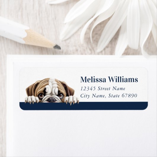 Engelse Bulldog Return-adreslabels Etiket (Insitu)