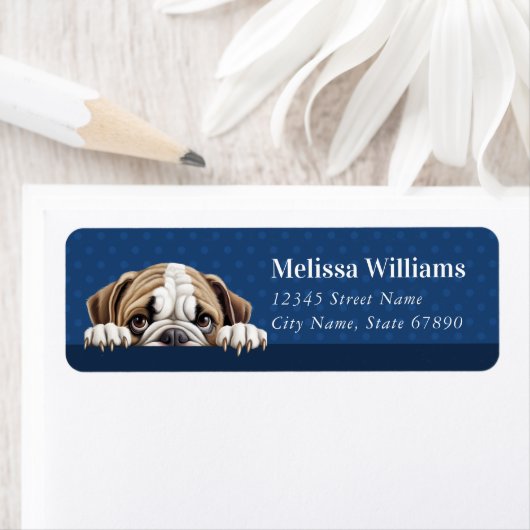 Engelse Bulldog Return-adreslabels Etiket (Insitu)