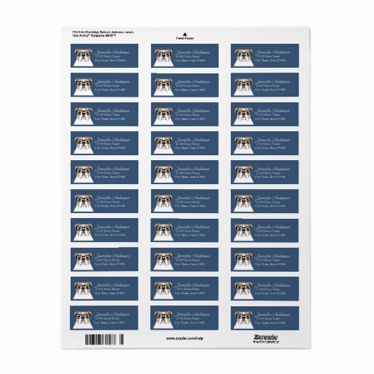 Engelse Bulldog Return-adreslabels Etiket (Full Sheet)