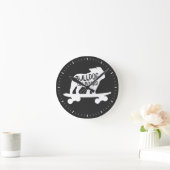 Engelse Bulldog Riding Skateboard Bulldog aan boor Ronde Klok (Huis)