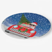 Engelse Bulldog-rijtuig in sneeuwkerst Papieren Bordje (Gekanteld)