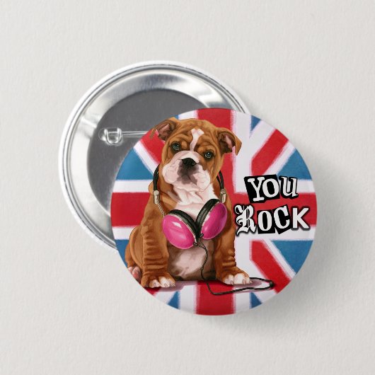 Engelse Bulldog Ronde Button 5,7 Cm (Voorkant /achterkant)