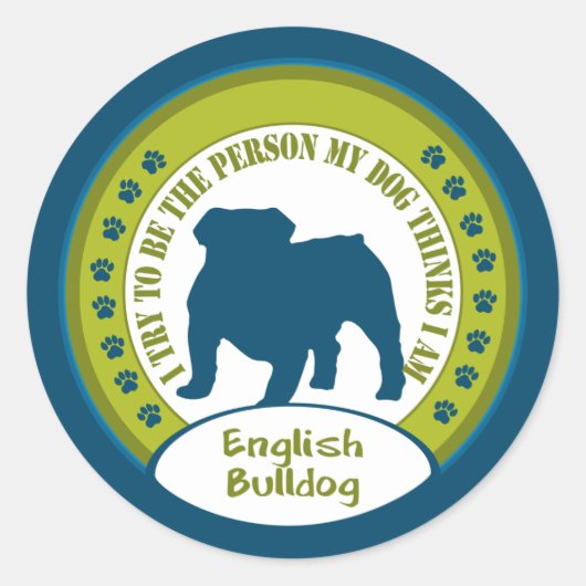 Engelse Bulldog Ronde Sticker (Voorkant)