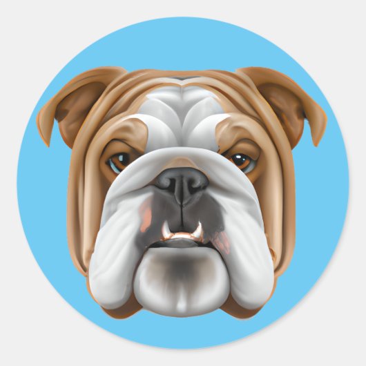 Engelse Bulldog Ronde Sticker (Voorkant)