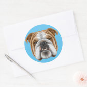 Engelse Bulldog Ronde Sticker (Envelop)