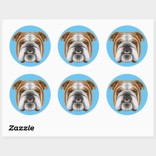 Engelse Bulldog Ronde Sticker (Vel)