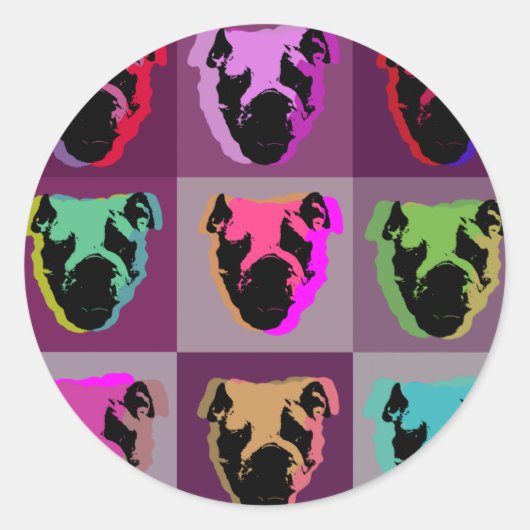 Engelse bulldog ronde sticker (Voorkant)