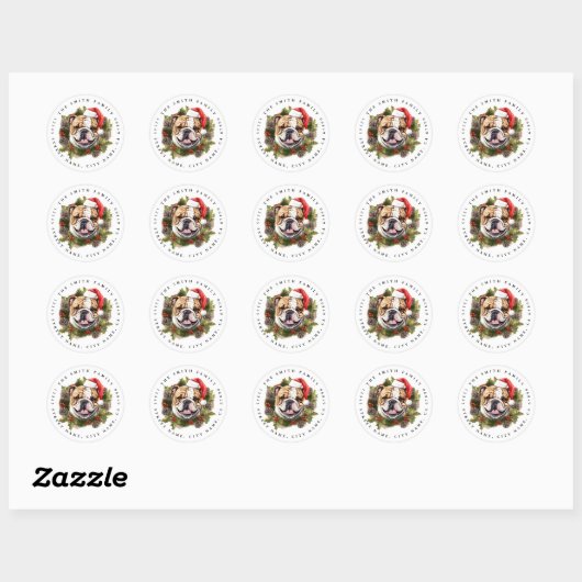 Engelse Bulldog ronde Stickers (Vel)